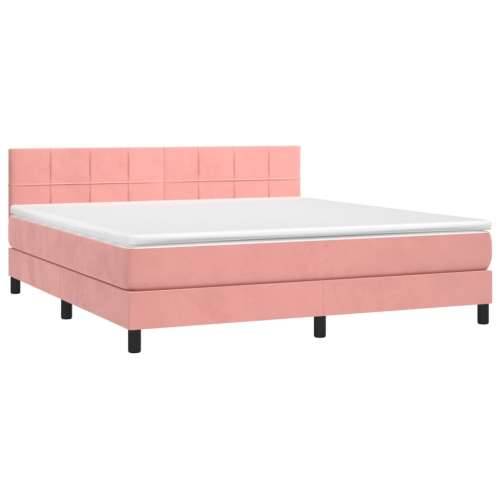 Krevet box spring s madracem LED ružičasti 160x200cm baršunasti - Ružičasta 160 x 200 cm Blok s kvadratima Cijena