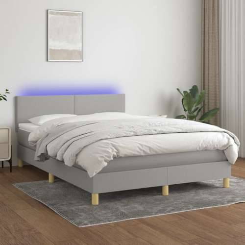 Krevet box spring s madracem LED svjetlosivi 140x190 cm tkanina - Svjetlosiva 140 x 190 cm Gladak dizajn Cijena