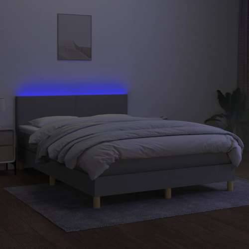 Krevet box spring s madracem LED svjetlosivi 140x190 cm tkanina - Svjetlosiva 140 x 190 cm Gladak dizajn Cijena