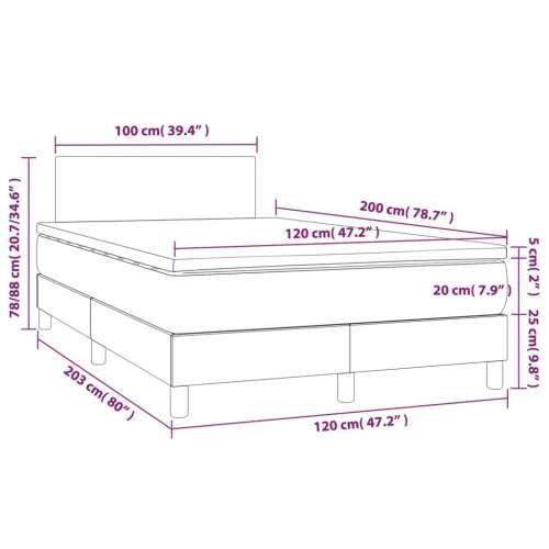 Krevet box spring s madracem LED smeđesivi 120 x 200 cm tkanina - Sivo-smeđa 120 x 200 cm Gladak dizajn Cijena