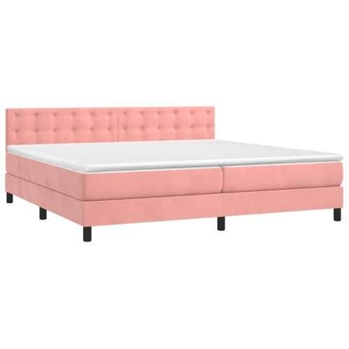 Krevet box spring s madracem LED ružičasti 200x200cm baršunasti - Ružičasta 200 x 200 cm gumbi Cijena