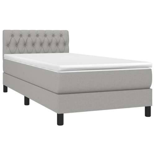 Krevet box spring s madracem LED svjetlosivi 100x200 cm tkanina - Svjetlosiva 100 x 200 cm Dizajn s gumbima Cijena