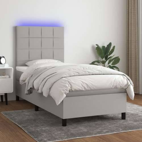 Krevet box spring s madracem LED svjetlosivi 90x190 cm tkanina - Svjetlosiva 90 x 190 cm Blok s kvadratima Cijena