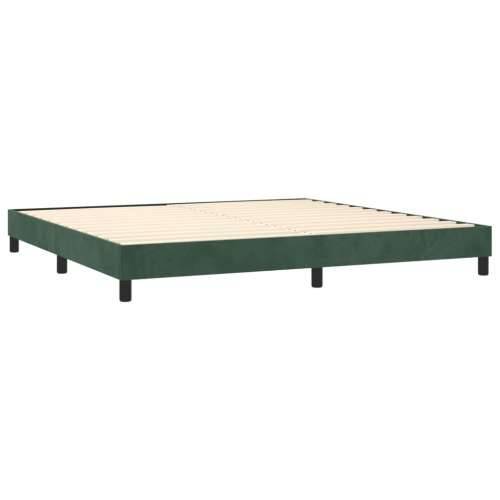 Krevet box spring s madracem LED tamnozeleni 200x200 cm baršun - Tamnozelena 200 x 200 cm gumbi Cijena