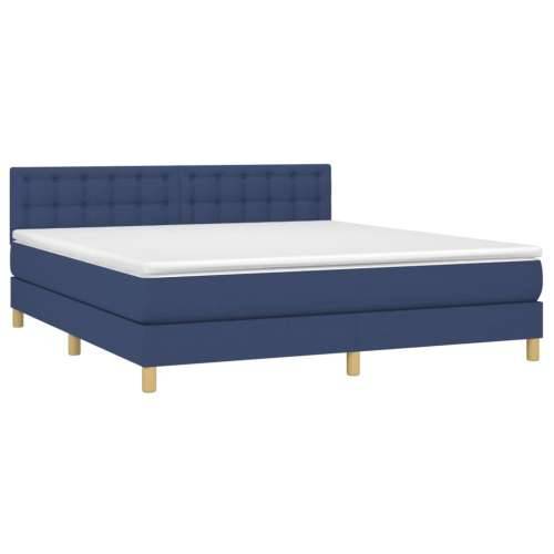 Krevet box spring s madracem LED plavi 180x200 cm od tkanine - Plava 180 x 200 cm gumbi Cijena
