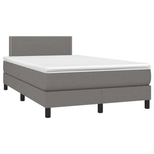 Krevet box spring s madracem LED tamnosivi 120 x 200 cm tkanina - Tamno siva 120 x 200 cm Obično s čavlima Cijena