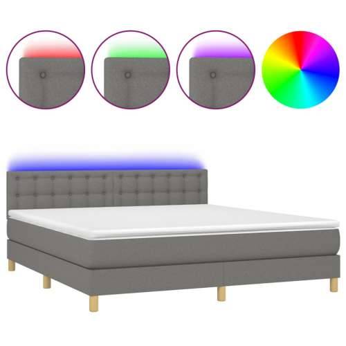 Krevet box spring s madracem LED tamnosivi 160x200 cm tkanina - Tamno siva 160 x 200 cm gumbi Cijena