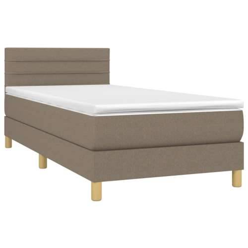 Krevet box spring s madracem LED smeđesivi 90x200 cm tkanina - Sivo-smeđa 90 x 200 cm vodoravne pruge Cijena