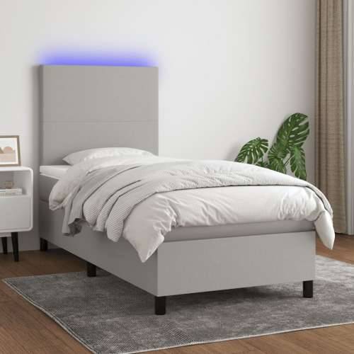 Krevet box spring s madracem LED svjetlosivi 90x190 cm tkanina - Svjetlosiva 90 x 190 cm Gladak dizajn Cijena
