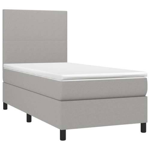 Krevet box spring s madracem LED svjetlosivi 90x190 cm tkanina - Svjetlosiva 90 x 190 cm Gladak dizajn Cijena