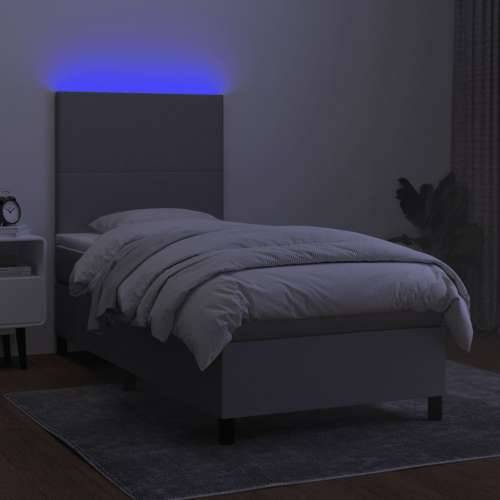 Krevet box spring s madracem LED svjetlosivi 90x190 cm tkanina - Svjetlosiva 90 x 190 cm Gladak dizajn Cijena