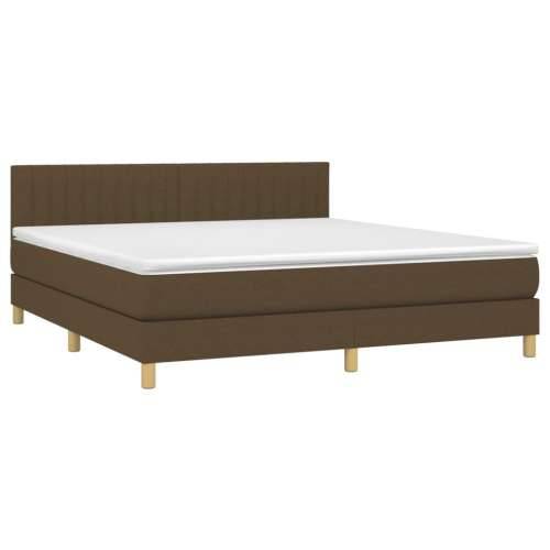Krevet box spring s madracem LED tamnosmeđi 160x200 cm tkanina - Tamno smeđa 160 x 200 cm Okomite pruge Cijena