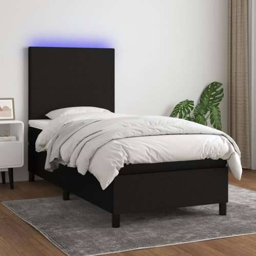 Krevet box spring s madracem LED crni 100x200 cm od tkanine - Crna 100 x 200 cm Gladak dizajn Cijena