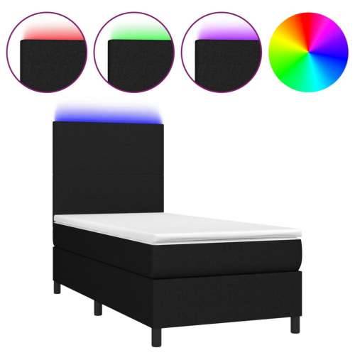 Krevet box spring s madracem LED crni 100x200 cm od tkanine - Crna 100 x 200 cm Gladak dizajn Cijena