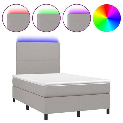 Krevet box spring s madracem LED svjetlosivi 120x200 cm tkanina - Svjetlosiva 120 x 200 cm Gladak dizajn Cijena