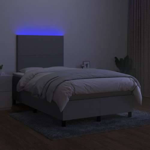 Krevet box spring s madracem LED svjetlosivi 120x200 cm tkanina - Svjetlosiva 120 x 200 cm Gladak dizajn Cijena