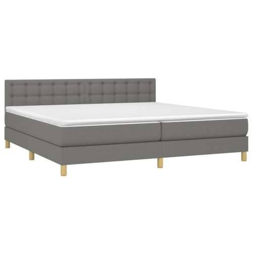Krevet box spring s madracem LED tamnosivi 200x200 cm tkanina - Tamno siva 200 x 200 cm gumbi Cijena