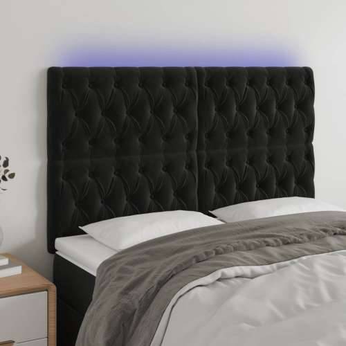 LED uzglavlje crno 144x7x118/128 cm baršunasto - Crna 144 x 7 x 118/128 cm 1 Cijena