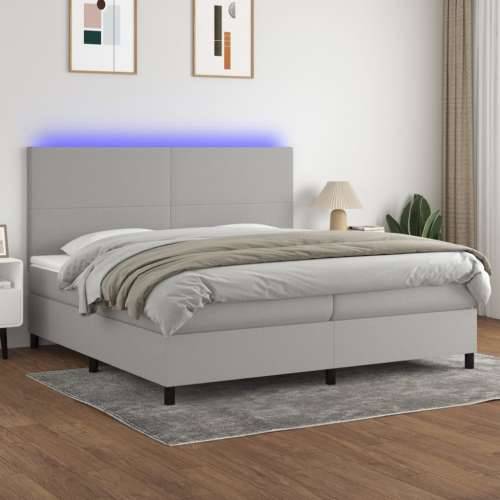 Krevet box spring s madracem LED svjetlosivi 200x200 cm tkanina - Svjetlosiva 200 x 200 cm Gladak dizajn Cijena