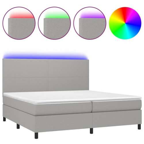 Krevet box spring s madracem LED svjetlosivi 200x200 cm tkanina - Svjetlosiva 200 x 200 cm Gladak dizajn Cijena