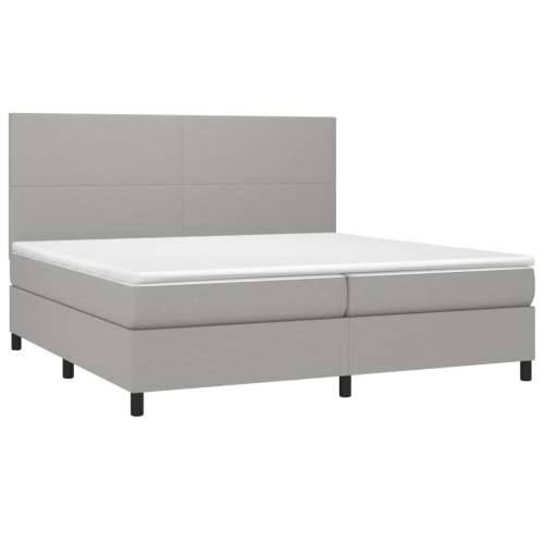 Krevet box spring s madracem LED svjetlosivi 200x200 cm tkanina - Svjetlosiva 200 x 200 cm Gladak dizajn Cijena