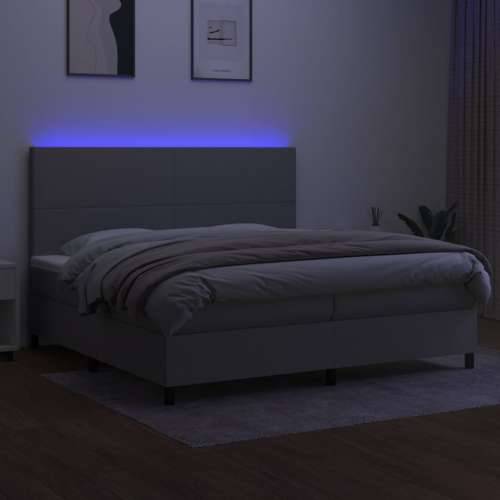 Krevet box spring s madracem LED svjetlosivi 200x200 cm tkanina - Svjetlosiva 200 x 200 cm Gladak dizajn Cijena