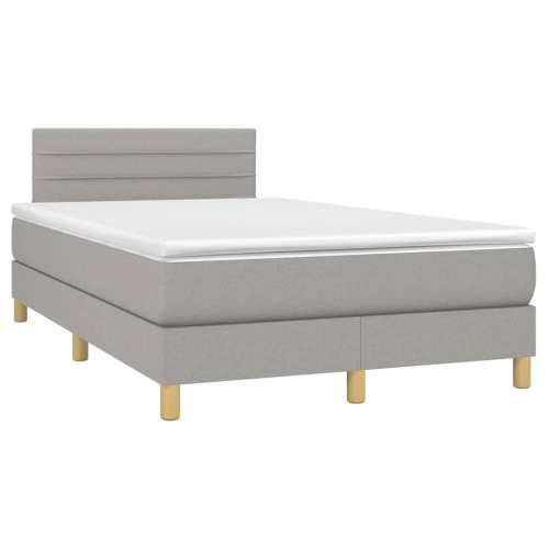 Krevet box spring s madracem LED svjetlosivi 120x200 cm tkanina - Svjetlosiva 120 x 200 cm vodoravne pruge Cijena