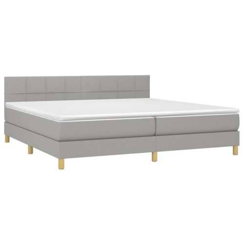 Krevet box spring s madracem LED svjetlosivi 200x200 cm tkanina - Svjetlosiva 200 x 200 cm Blok s kvadratima Cijena