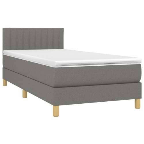Krevet box spring s madracem LED tamnosivi 80 x 200 cm tkanina - Tamno siva 80 x 200 cm Okomite pruge Cijena