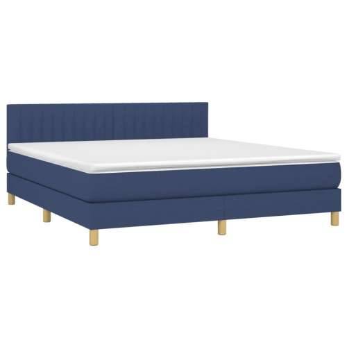 Krevet box spring s madracem LED plavi 180x200 cm od tkanine - Plava 180 x 200 cm Okomite pruge Cijena