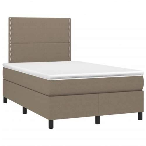 Krevet box spring s madracem LED smeđesivi 120 x 200 cm tkanina - Sivo-smeđa 120 x 200 cm Obično s čavlima Cijena
