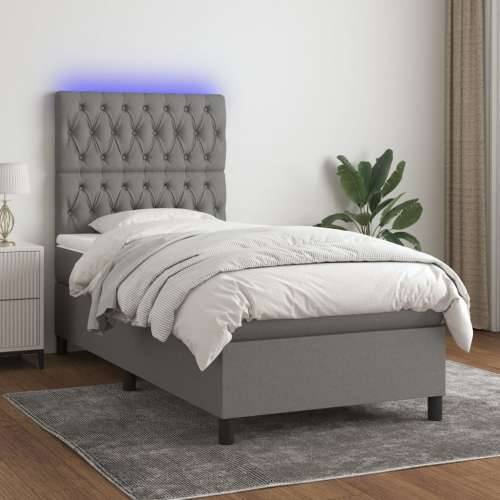 Krevet box spring s madracem LED tamnosivi 80 x 200 cm tkanina - Tamno siva 80 x 200 cm Dizajn s gumbima Cijena