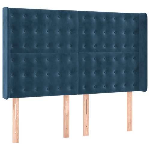 Krevet box spring s madracem LED tamnoplavi 140x200 cm baršun - Tamno plava 140 x 200 cm gumbi Cijena