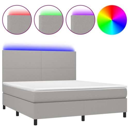 Krevet box spring s madracem LED svjetlosivi 180x200 cm tkanina - Svjetlosiva 180 x 200 cm Gladak dizajn Cijena