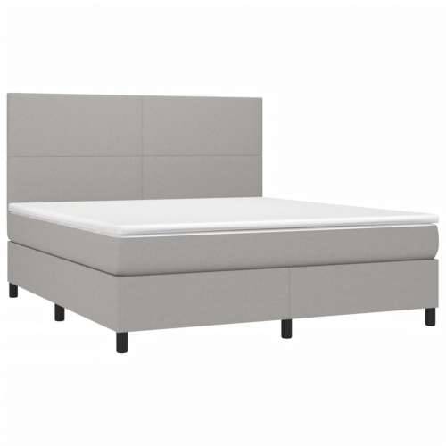 Krevet box spring s madracem LED svjetlosivi 180x200 cm tkanina - Svjetlosiva 180 x 200 cm Gladak dizajn Cijena