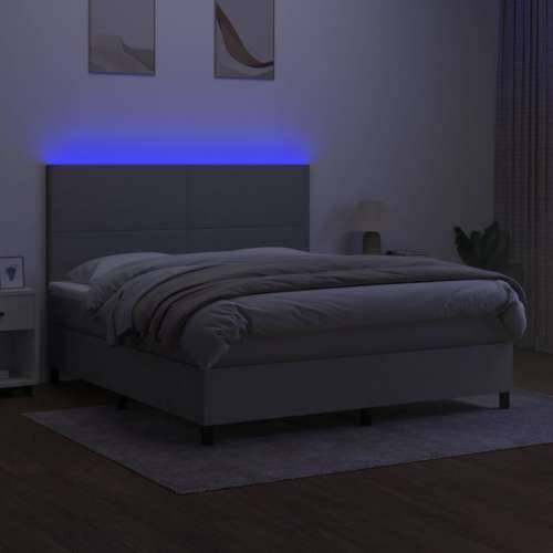 Krevet box spring s madracem LED svjetlosivi 180x200 cm tkanina - Svjetlosiva 180 x 200 cm Gladak dizajn Cijena