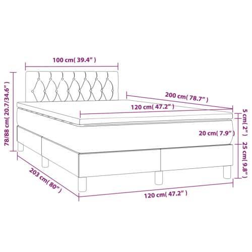 Krevet box spring s madracem LED crni 120 x 200 cm od tkanine - Crna 120 x 200 cm Dizajn s gumbima Cijena