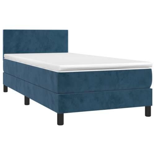 Krevet box spring s madracem LED tamnoplavi 90x200 cm baršun - Tamno plava 90 x 200 cm Gladak dizajn Cijena