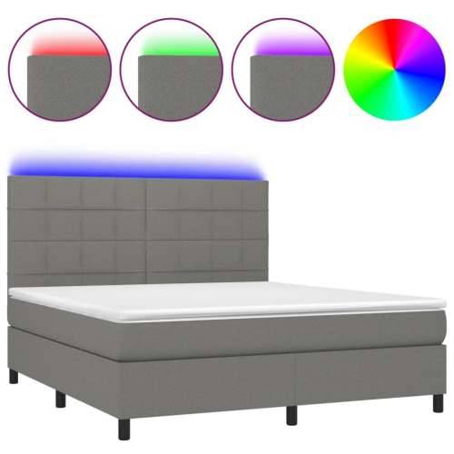 Krevet box spring s madracem LED tamnosivi 160x200 cm tkanina - Tamno siva 160 x 200 cm Blok s kvadratima Cijena