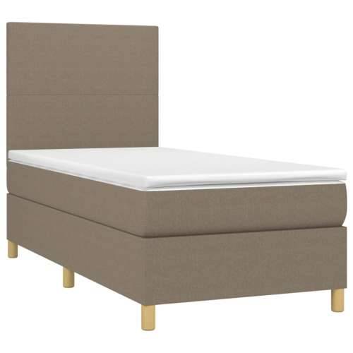 Krevet box spring s madracem LED smeđesivi 90x200 cm tkanina - Sivo-smeđa 90 x 200 cm Gladak dizajn Cijena