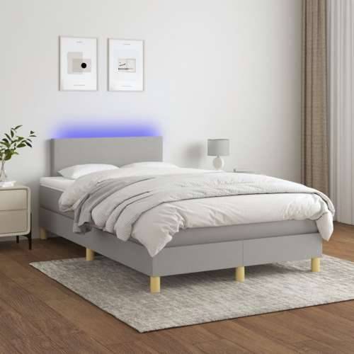Krevet box spring s madracem LED svjetlosivi 120x200 cm tkanina - Svjetlosiva 120 x 200 cm Gladak dizajn Cijena