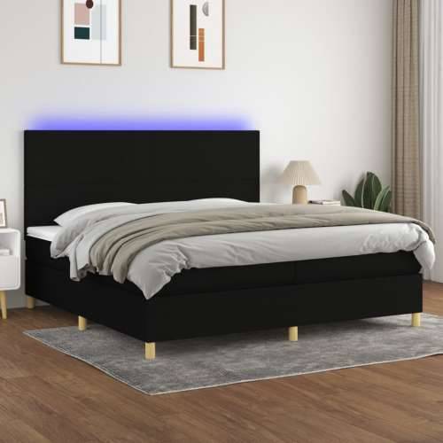 Krevet box spring s madracem LED crni 200x200 cm od tkanine - Crna 200 x 200 cm Gladak dizajn Cijena