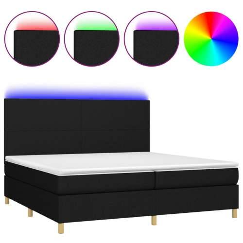 Krevet box spring s madracem LED crni 200x200 cm od tkanine - Crna 200 x 200 cm Gladak dizajn Cijena