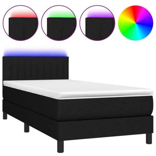 Krevet box spring s madracem LED crni 80 x 200 cm od tkanine - Crna 80 x 200 cm Okomite pruge Cijena
