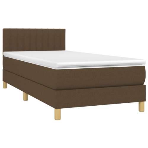 Krevet box spring s madracem LED tamnosmeđi 100x200 cm tkanina - Tamno smeđa 100 x 200 cm Okomite pruge Cijena