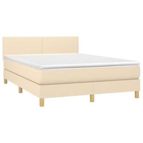 Krevet box spring s madracem LED krem 140x200 cm od tkanine - Krema 140 x 200 cm Gladak dizajn Cijena