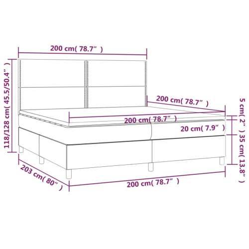 Krevet box spring s madracem LED krem 200x200 cm od tkanine - Krema 200 x 200 cm Obično s čavlima Cijena