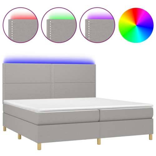 Krevet box spring s madracem LED svjetlosivi 200x200 cm tkanina - Svjetlosiva 200 x 200 cm Obično s čavlima Cijena