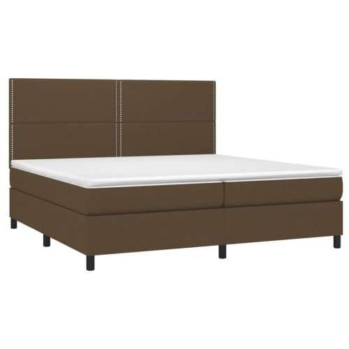 Krevet box spring s madracem LED tamnosmeđi 200x200 cm tkanina - Tamno smeđa 200 x 200 cm Obično s čavlima Cijena
