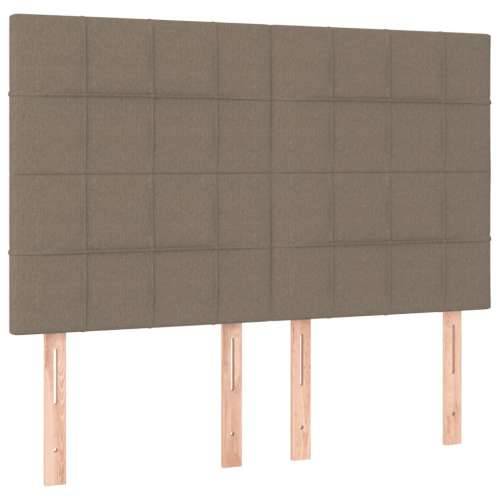 Krevet box spring s madracem LED smeđesivi 140x200 cm tkanina - Sivo-smeđa 140 x 200 cm Blok s kvadratima Cijena